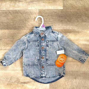Baby Unisex Long sleeve Denim button -down shirt Size 12 months